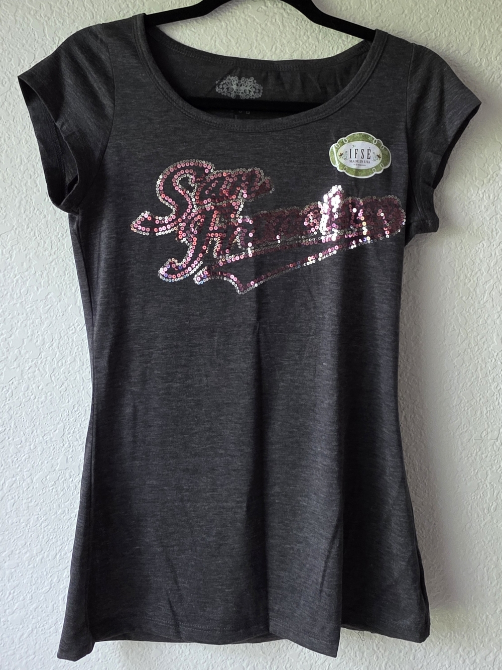 Girls' Charcoal Sequin San Francisco Tee